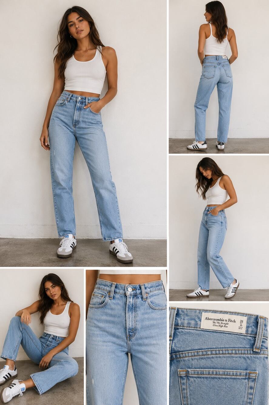 Abercrombie & Fitch The '90s Straight Ultra High Rise Jeans Women's 26 Light